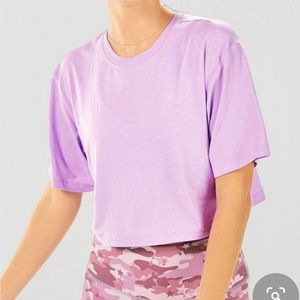 NEW Fabletics Jade Short-Sleeve Boxy Tee in Aster Purple